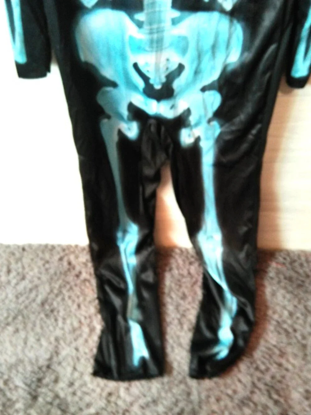 Halloween Costume Jumpsuit X-Ray Skeleton Kid's Size Large, Mask and Gloves NEW